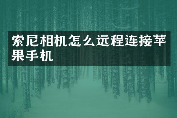 相机怎么远程连接苹果手机