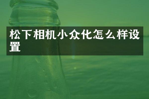 相机小众化怎么样设置