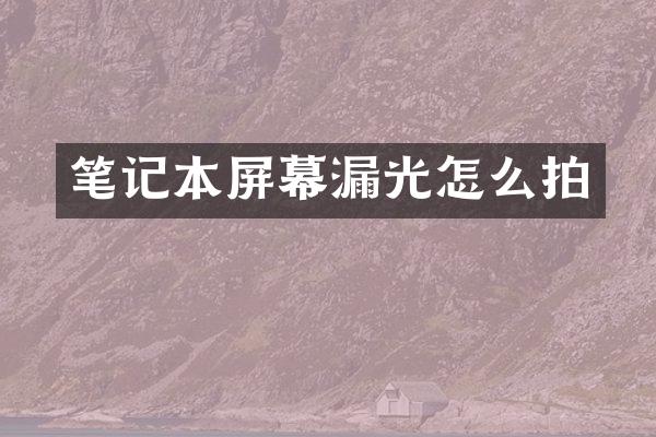 笔记本屏幕漏光怎么拍