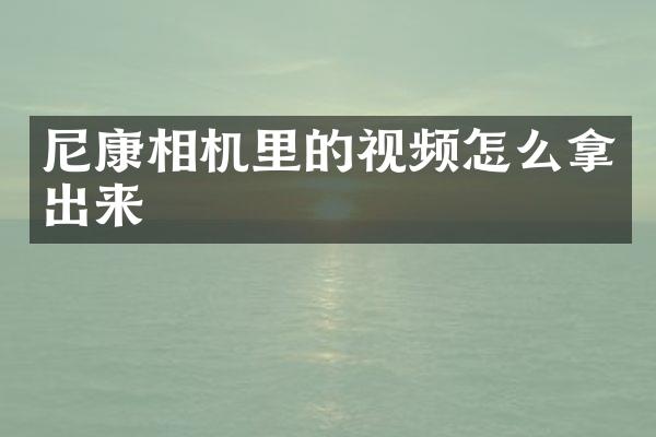 尼康相机里的视频怎么拿出来