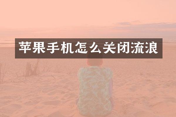 苹果手机怎么关闭流浪
