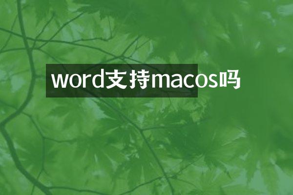 word支持macos吗