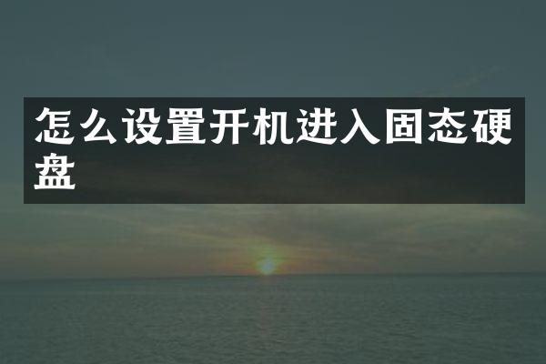 怎么设置开机进入固态硬盘