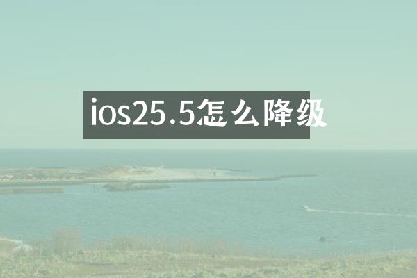 ios25.5怎么降级