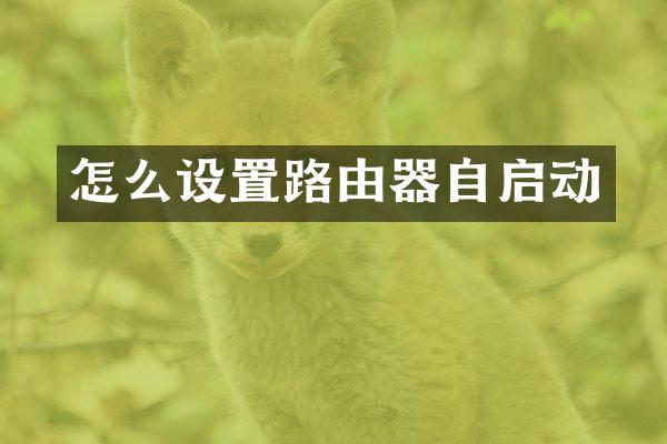 怎么设置路由器自启动