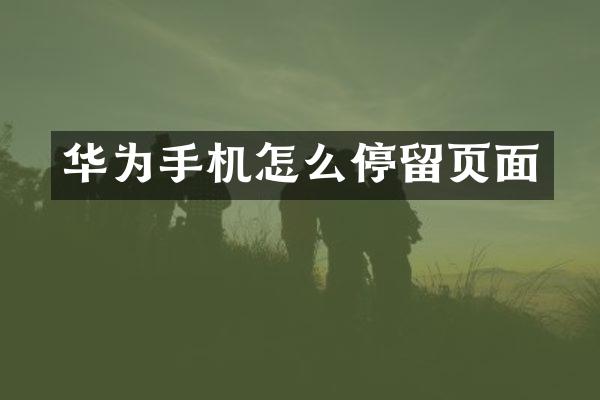 华为手机怎么停留页面