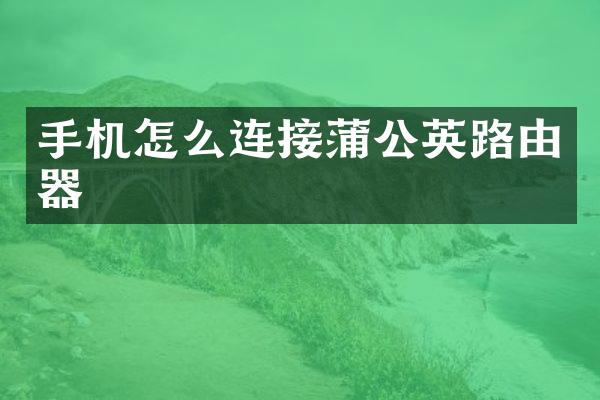 手机怎么连接蒲公英路由器