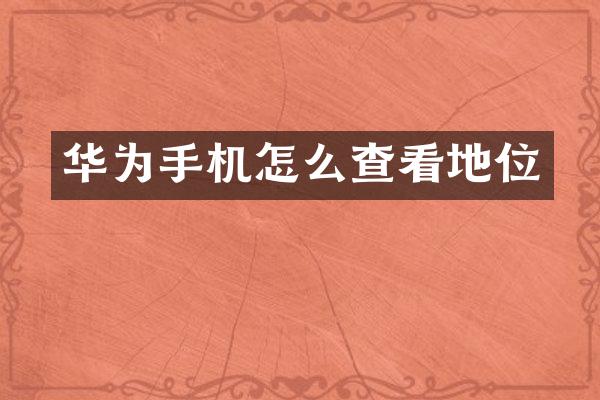 华为手机怎么查看地位