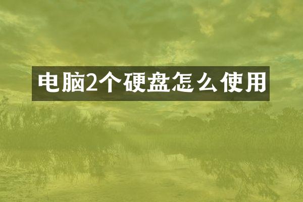 电脑2个硬盘怎么使用