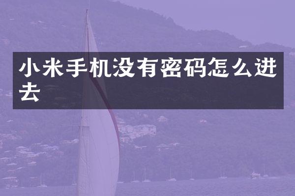 小米手机没有密码怎么进去