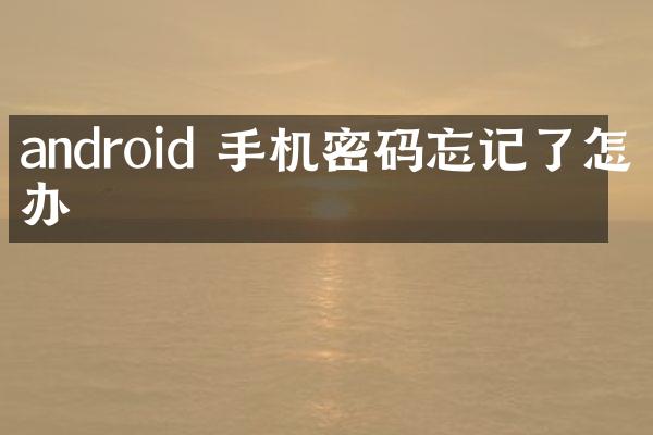 android 手机密码忘记了怎么办