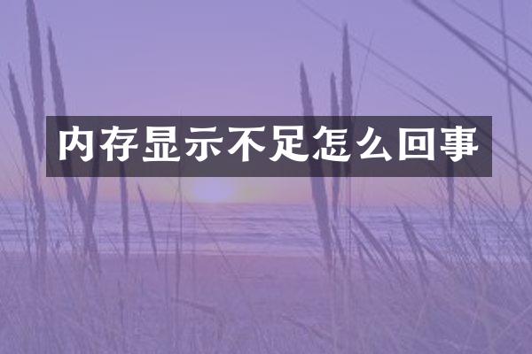 内存显示不足怎么回事