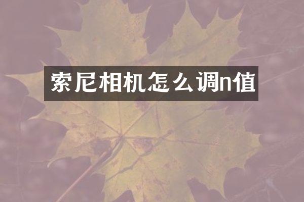 相机怎么调n值