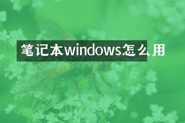 笔记本windows怎么用