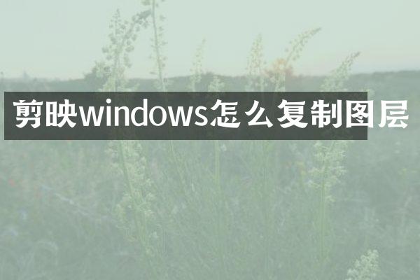 剪映windows怎么复制图层