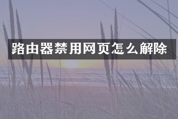 路由器禁用网页怎么解除