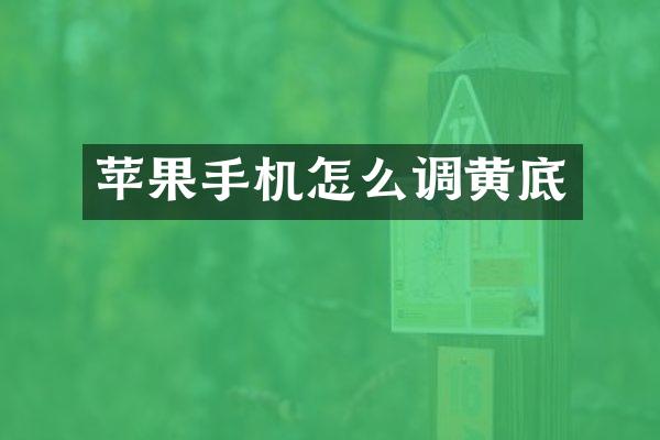 苹果手机怎么调黄底