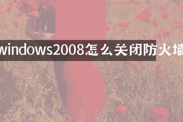 windows2008怎么关闭防火墙