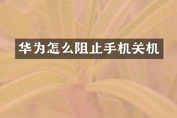 华为怎么阻止手机关机