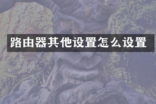 路由器其他设置怎么设置
