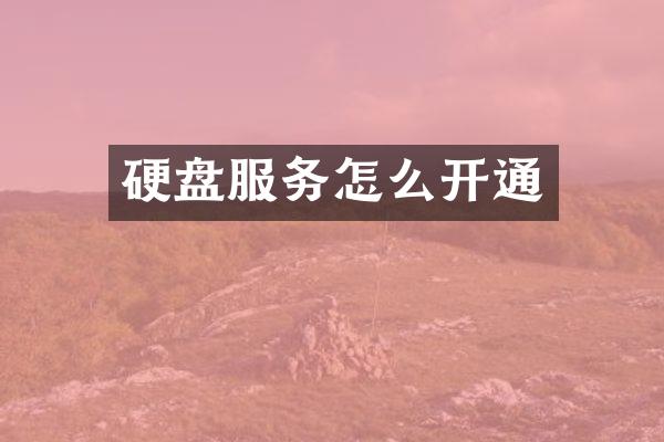 硬盘服务怎么开通