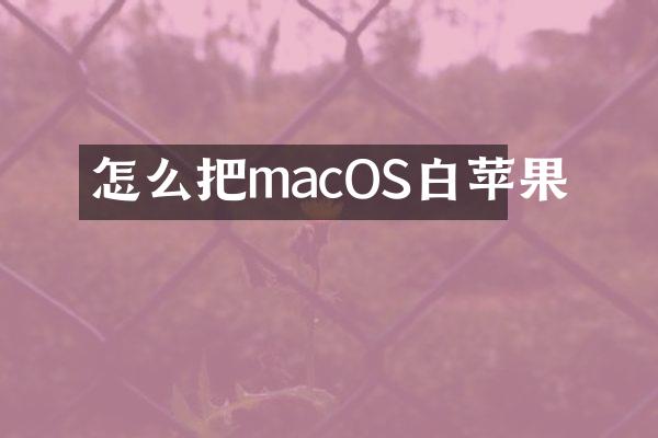 怎么把macOS白苹果