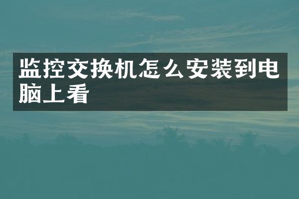 监控交换机怎么安装到电脑上看