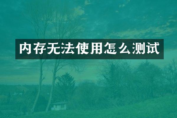 内存无法使用怎么测试