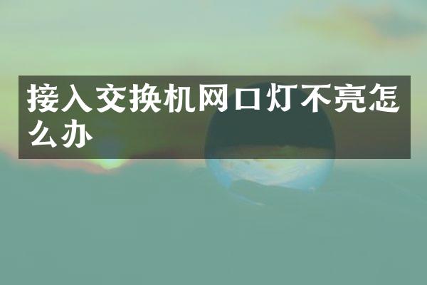 接入交换机网口灯不亮怎么办