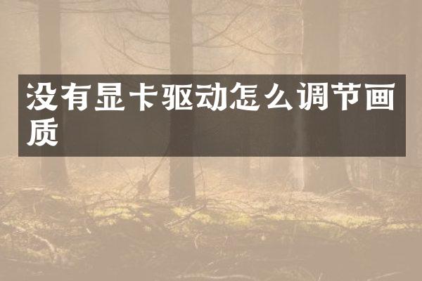 没有显卡驱动怎么调节画质