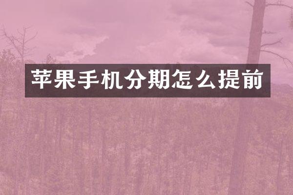苹果手机分期怎么提前