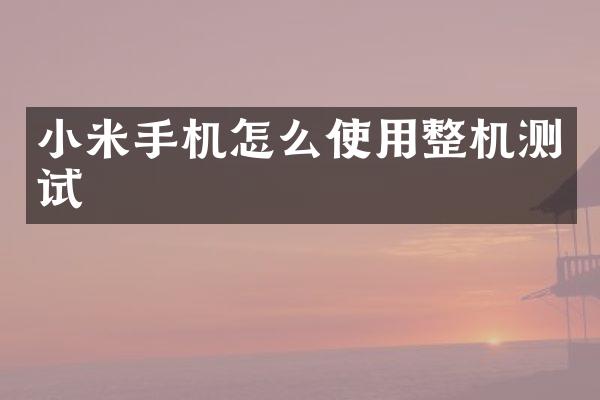 小米手机怎么使用整机测试