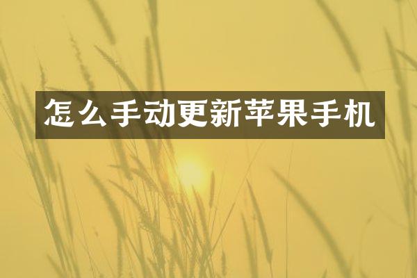 怎么手动更新苹果手机