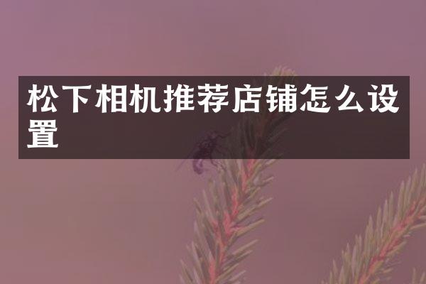 相机推荐店铺怎么设置