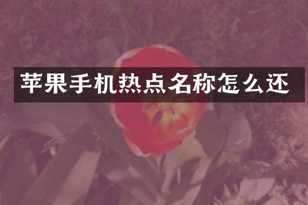 苹果手机热点名称怎么还