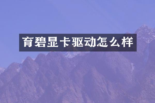 育碧显卡驱动怎么样