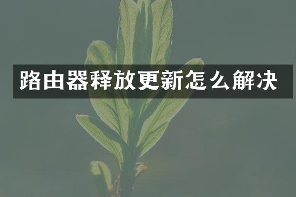 路由器释放更新怎么解决