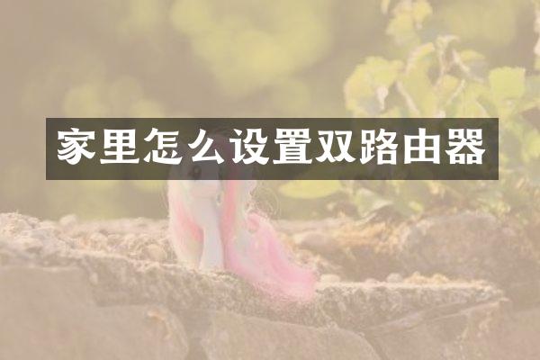 家里怎么设置双路由器