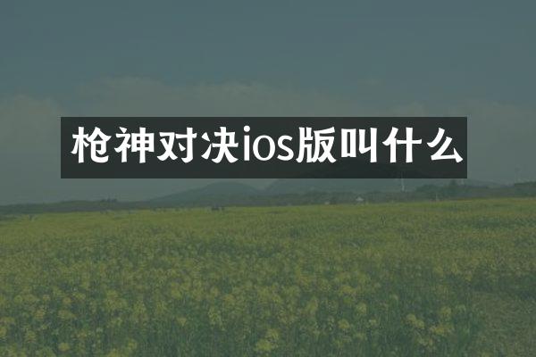 枪神对决ios版叫什么