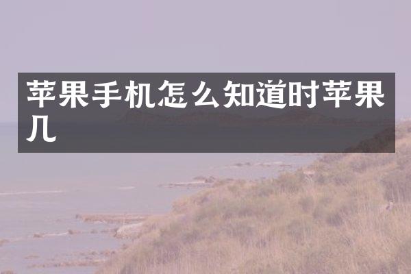 苹果手机怎么知道时苹果几