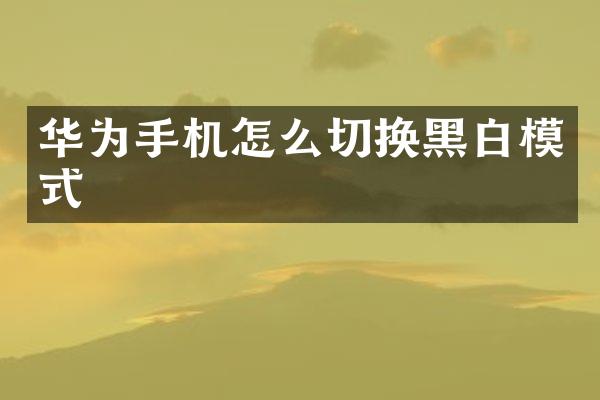 华为手机怎么切换黑白模式