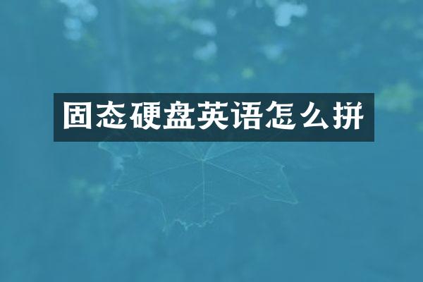 固态硬盘英语怎么拼