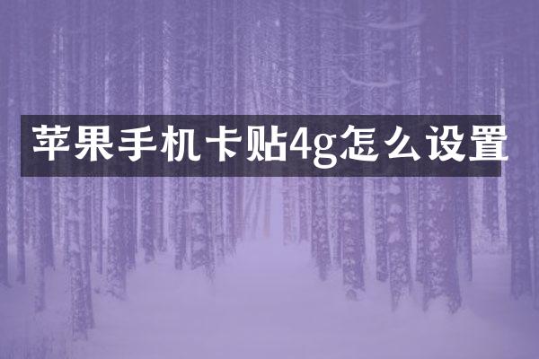 苹果贴4g怎么设置