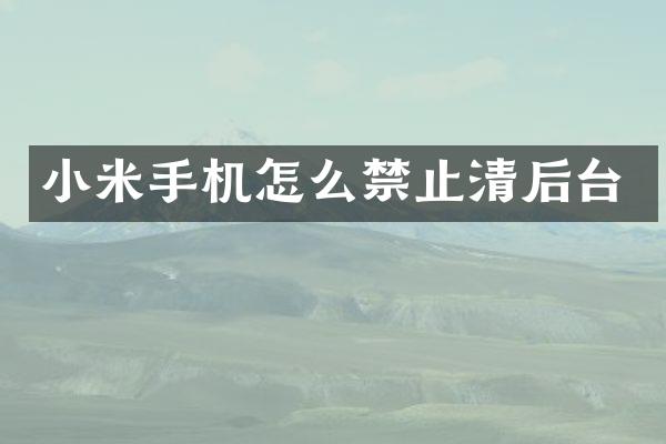 小米手机怎么禁止清后台