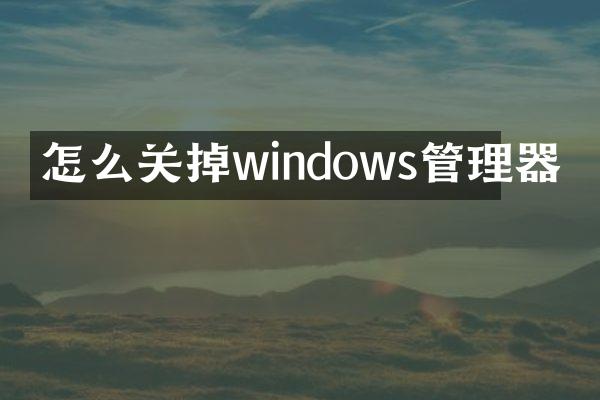怎么关掉windows管理器