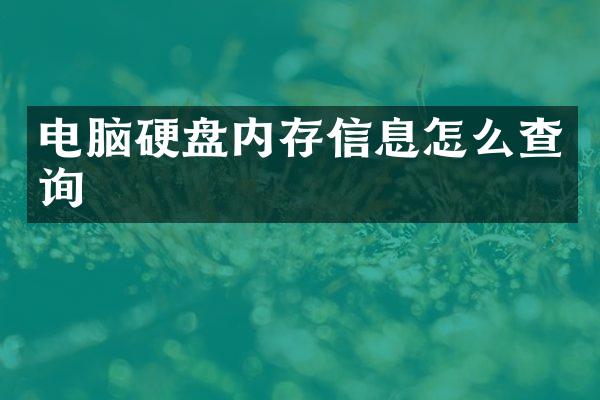 电脑硬盘内存信息怎么查询