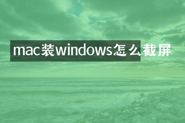 mac装windows怎么截屏