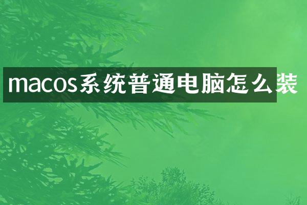 macos系统普通电脑怎么装