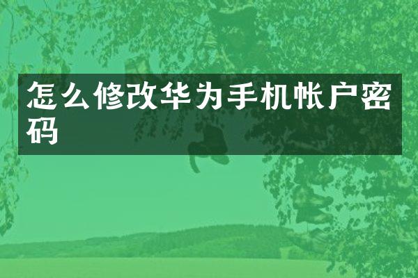 怎么修改华为手机帐户密码