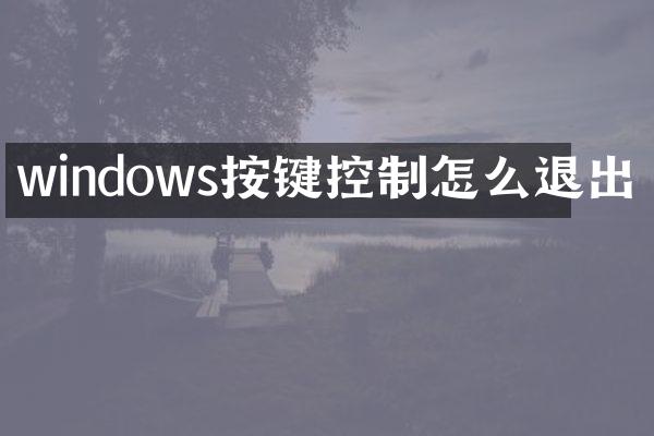 windows按键控制怎么退出